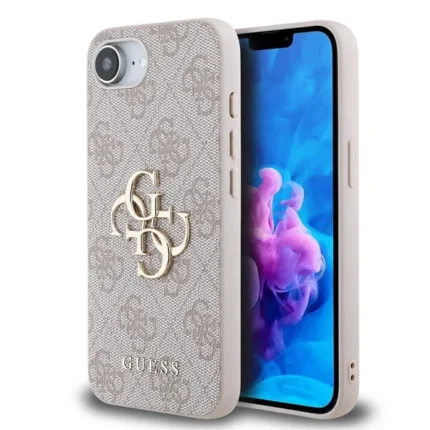 Калъф от
Guess PU 4G Metal Logo Case за iPhone 16e Pink
