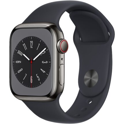 Apple Watch Series 8 GPS + Cellular 41mm Graphite Stainless Steel Case with Midnight Sport Band - Regular