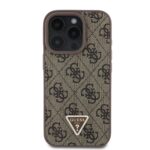 Калъф от Guess PU 4G Strass Triangle Metal Logo Case + Crossbody Strap за iPhone 16 Pro Max Brown - Image 2