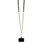 Калъф от Guess PU 4G Strass Triangle Metal Logo Case + Crossbody Strap за iPhone 16 Pro Max Brown - Image 5