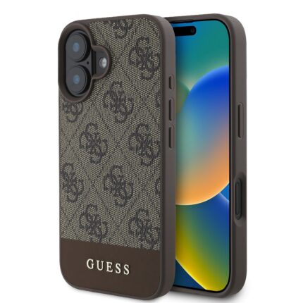 Калъф от
Guess PU 4G Stripe за iPhone 16 Brown