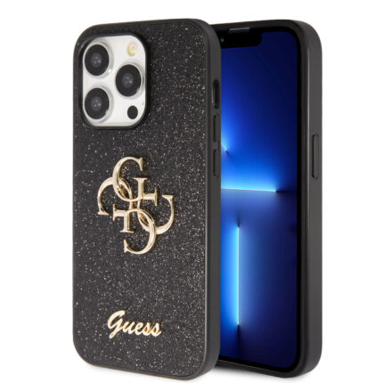 Калъф от Guess PU Fixed Glitter 4G Metal Logo Case за iPhone 15 Pro Max Black