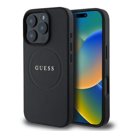 Калъф от
Guess PU Grained Classic Logo MagSafe за iPhone 16 Pro Black