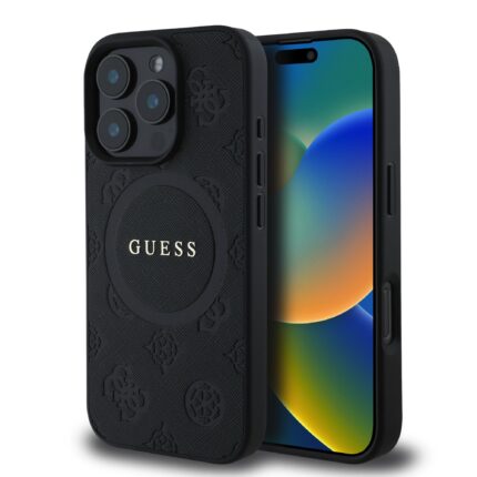 Калъф от
Guess Saffiano Peony Stamp MagSafe за iPhone 16 Pro Max Black