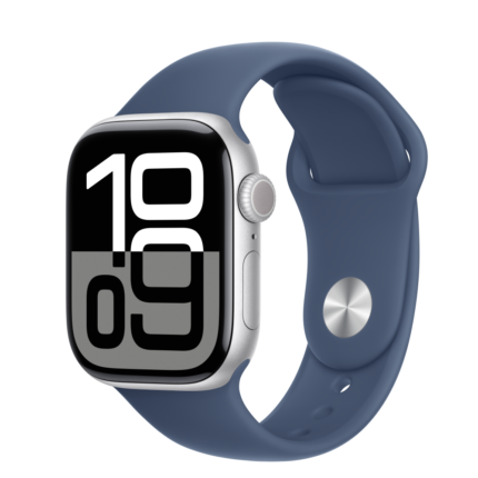 Apple Watch S10 Cellular 42mm Silver Alu Case with Denim Sport Band - M/L