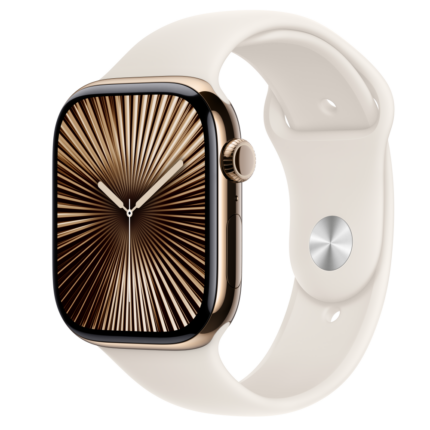 Apple Watch S10 Cellular 46mm Gold Titanium Case with Starlight Sport Band - S/M