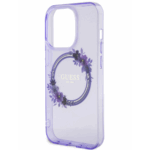 Калъф от Guess PC/TPU Flowers Ring Glossy Logo MagSafe Case за iPhone 15 Pro Purple