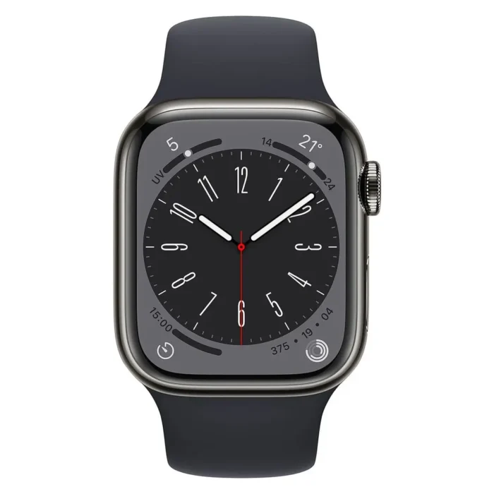 apple-watch-series-8-cellular-41mm-graphite-stainless-steel-1 Apple Watch Series 8 GPS + Cellular 41mm Graphite Stainless Steel Case with Midnight Sport Band - Regular - Image 2