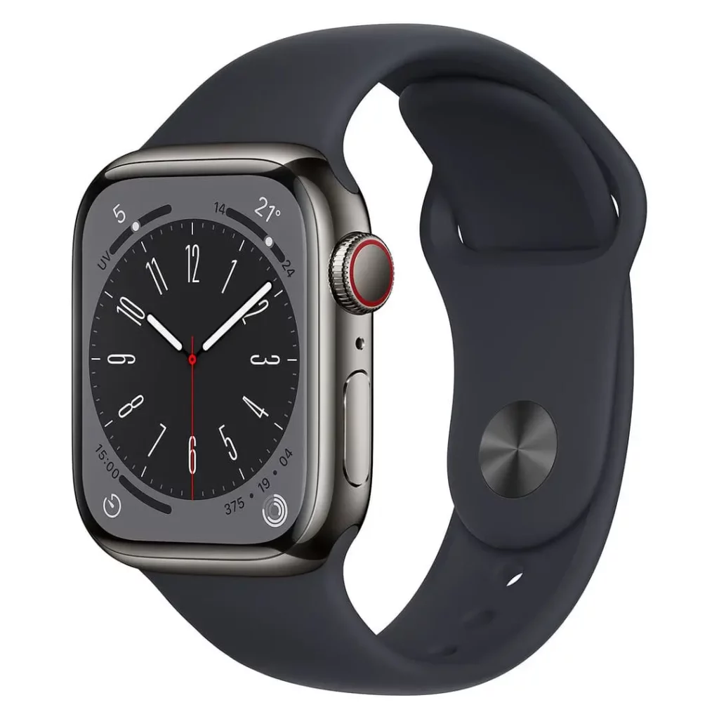 apple-watch-series-8-cellular-41mm-graphite-stainless-steel-1024x1024 Apple Watch Series 8 GPS + Cellular 41mm Graphite Stainless Steel Case with Midnight Sport Band - Regular - Image 1