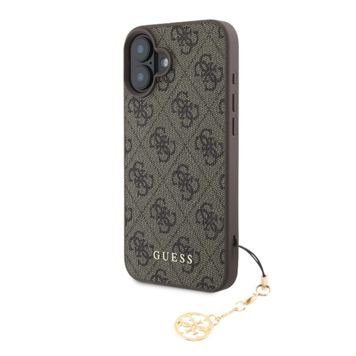 guess-4g-charm-zadni-kryt-pro-iphone-16-tone-on-tone-brown_ie13222879.jpg Калъф от Guess 4G Charm Case за iPhone 16 Tone on Tone Brown - Image 1