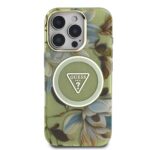 Калъф от Guess IML Glitter Magnolia and Triangle Logo MagSafe Case for iPhone 16 Pro Green - Image 3