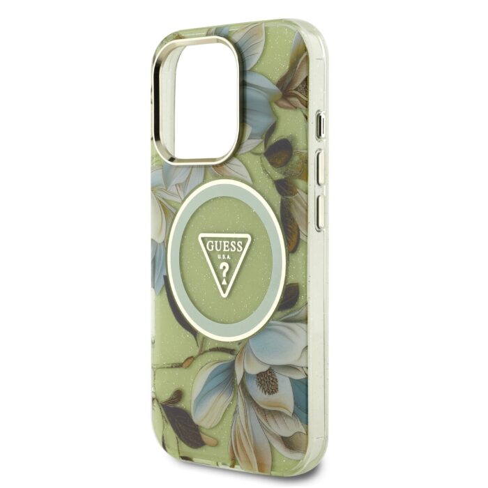 guess-iml-glitter-magnolia-and-triangle-logo-magsafe-zadni-kryt-pro-iphone-16-pro-green-1-big_ies13655682.jpg Калъф от Guess IML Glitter Magnolia and Triangle Logo MagSafe Case for iPhone 16 Pro Green - Image 5