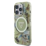 Калъф от Guess IML Glitter Magnolia and Triangle Logo MagSafe Case for iPhone 16 Pro Max Green - Image 2