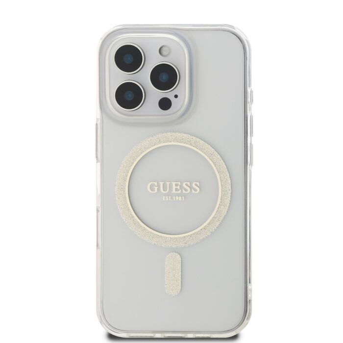 guess-iml-glitter-ring-magsafe-zadni-kryt-pro-iphone-16-pro-transparent-1-big_ies13166881.jpg Калъф от Guess IML Glitter Ring MagSafe Case за iPhone 16 Pro Transparent - Image 2