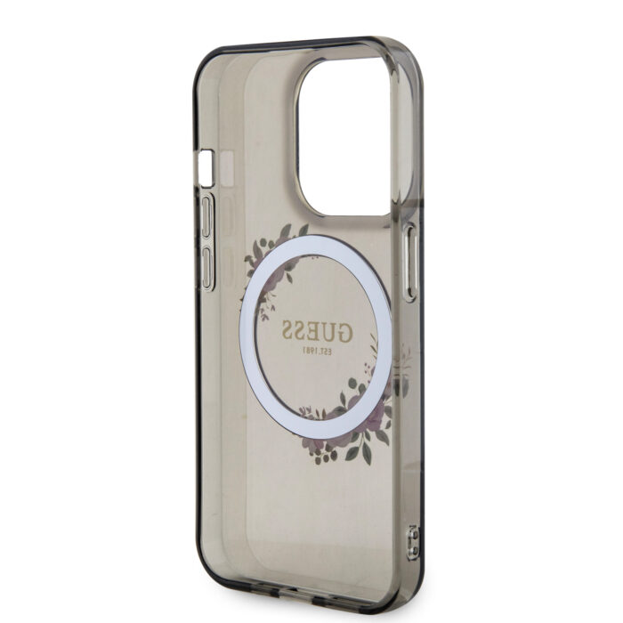 Калъф от Guess PC/TPU Flowers Ring Glossy Logo MagSafe Case за iPhone 15 Pro Max Black - Image 6