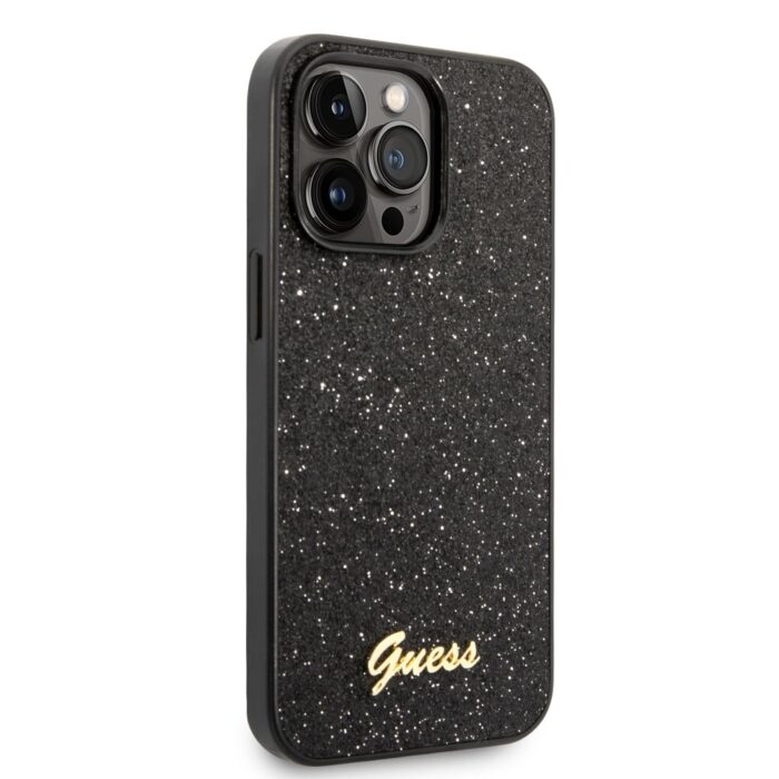 Калъф от Guess PCTPU Glitter Flakes Metal Logo Case за iPhone 14 Pro Max Black - Image 3