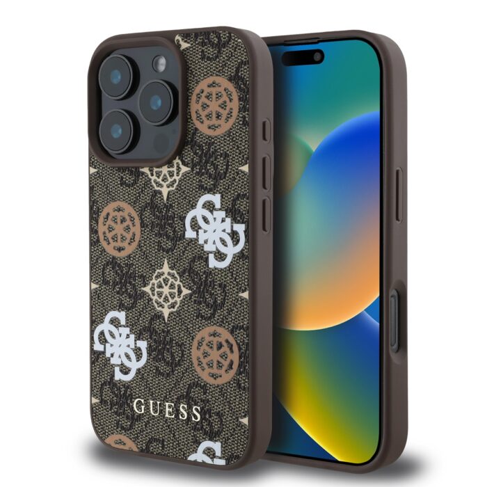 Калъф от Guess PU 4G Peony MagSafe Case for iPhone 16 Pro Max Brown - Image 1