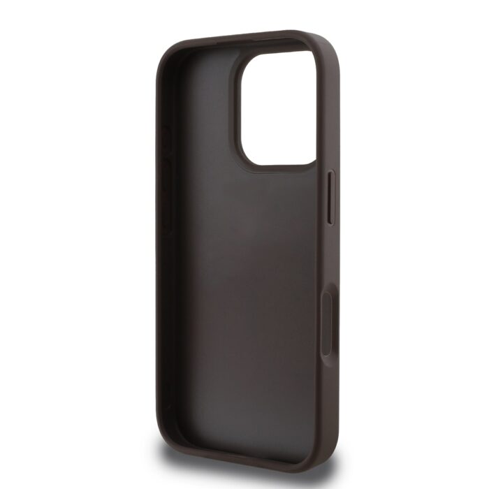 Калъф от Guess PU 4G Strass Triangle Metal Logo Case + Crossbody Strap за iPhone 16 Pro Max Brown - Image 4