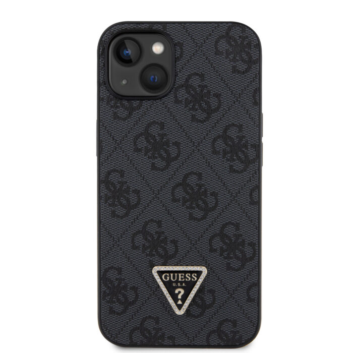 Калъф от Guess PU 4G Strass Triangle Metal Logo Case за iPhone 15 Black - Image 3
