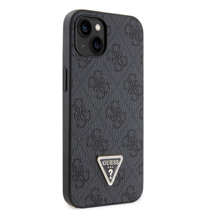 Калъф от Guess PU 4G Strass Triangle Metal Logo Case за iPhone 15 Black - Image 4