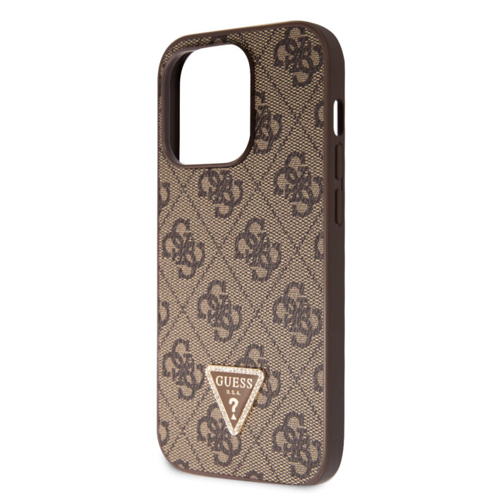 Калъф от Guess PU 4G Strass Triangle Metal Logo Case за iPhone 15 Pro Brown - Image 6