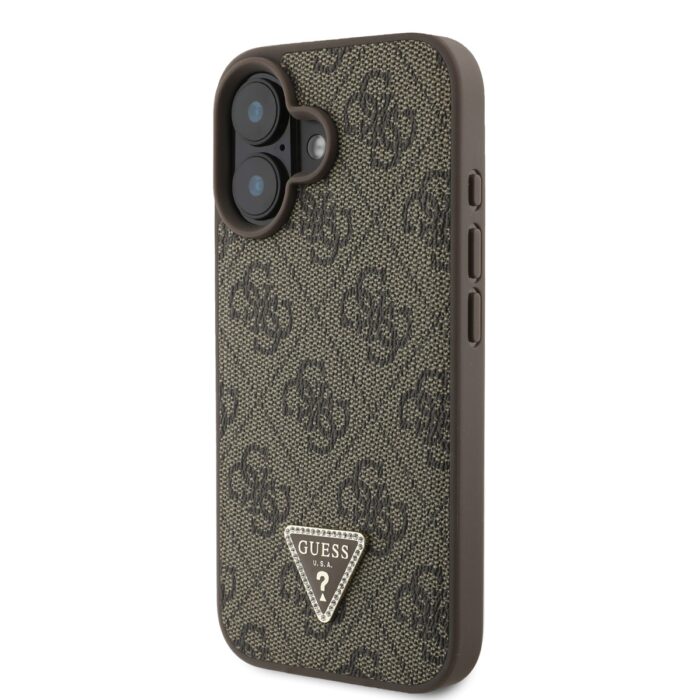 guess-pu-4g-strass-triangle-metal-logo-zadni-kryt-pro-iphone-16-brown-1-big_ies13159994.jpg Калъф от Guess PU 4G Strass Triangle Metal Logo Case за iPhone 16 Brown - Image 3