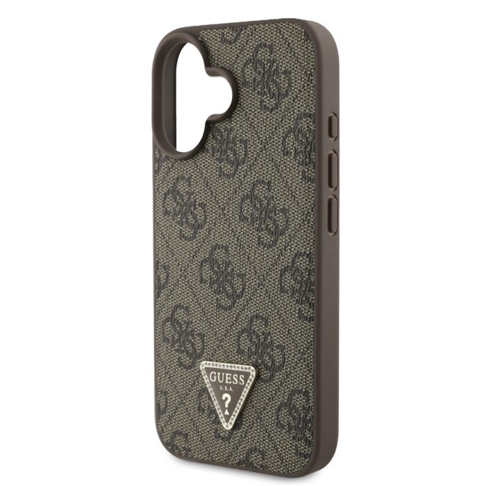 guess-pu-4g-strass-triangle-metal-logo-zadni-kryt-pro-iphone-16-brown-1-big_ies13159995.jpg Калъф от Guess PU 4G Strass Triangle Metal Logo Case за iPhone 16 Brown - Image 4