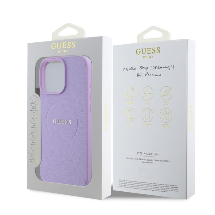Калъф от Guess PU Grained Classic Logo MagSafe Case за iPhone 16 Pro Purple - Image 6