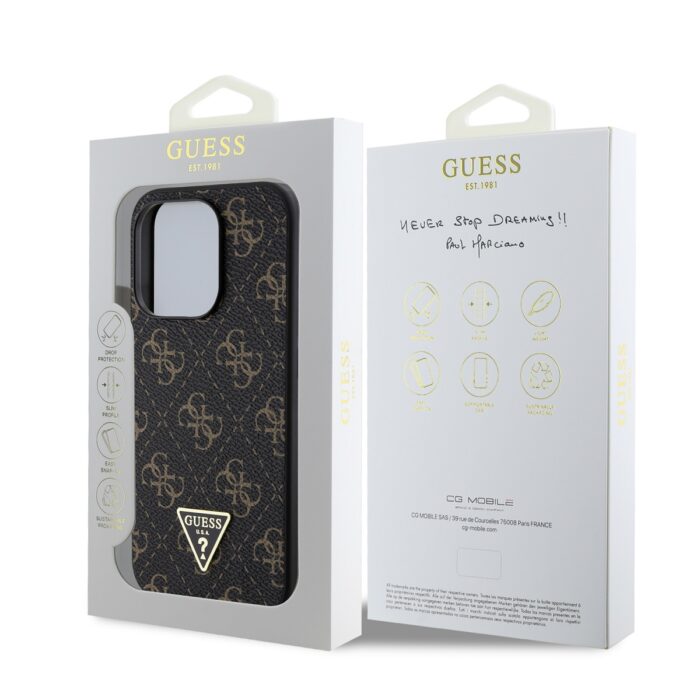 Калъф от Guess PU Leather 4G Triangle Metal Logo Case за iPhone 16 Pro Max Black - Image 6