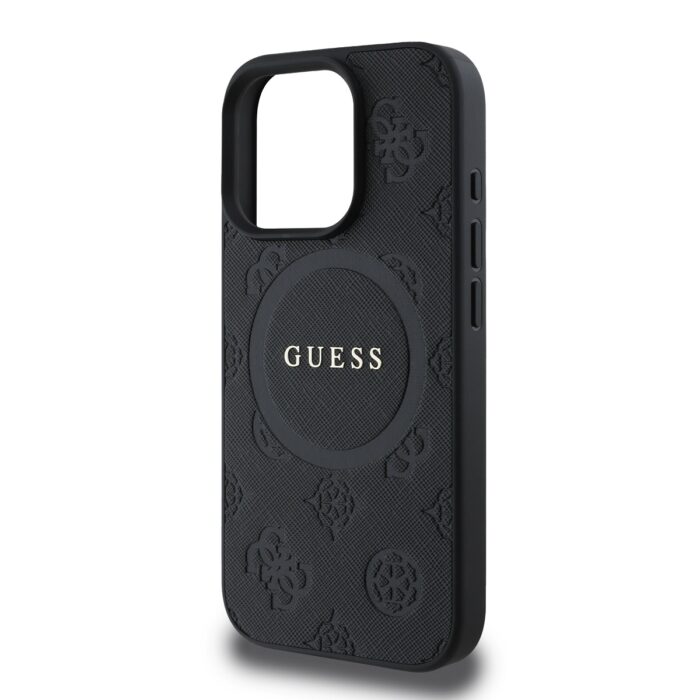 Калъф от 
Guess Saffiano Peony Stamp MagSafe за iPhone 16 Pro Max Black - Image 4