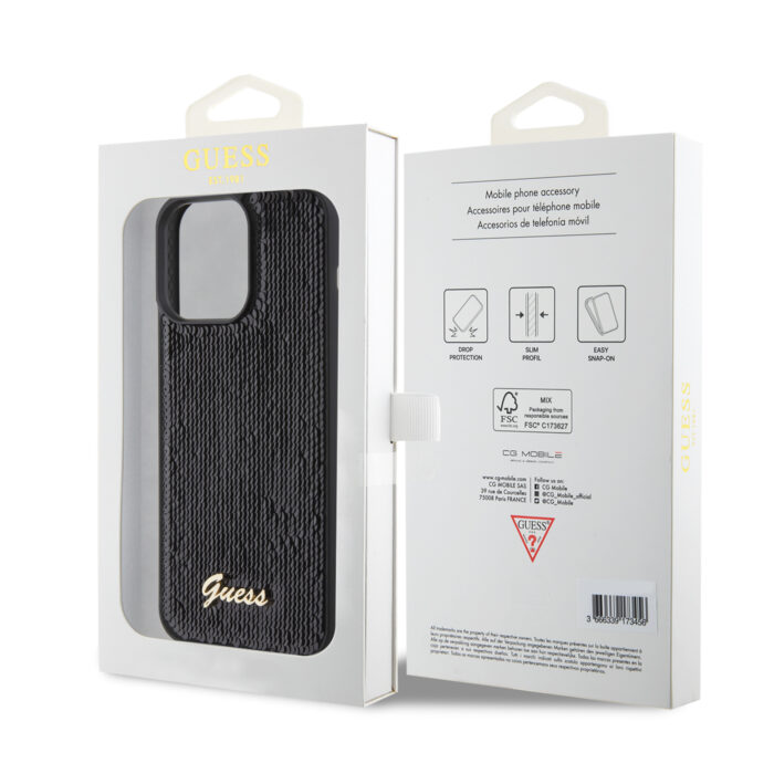 Калъф от Guess za iPhone 15 Pro Max Hardcase Sequin Script Metal Black - Image 8