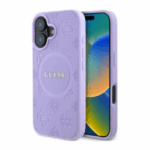 Калъф от Guess Saffiano Peony Stamp MagSafe Case за iPhone 16 Purple