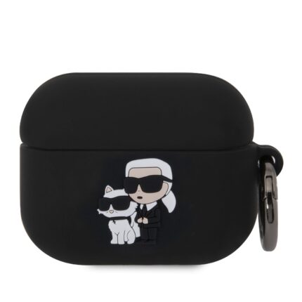 Калъф от Karl Lagerfeld 3D Logo NFT Karl and Choupette Silicone Case for AirPods Pro Black