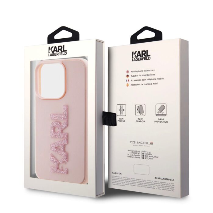 Калъф от Karl Lagerfeld 3D Rubber Glitter Logo Karl Case за iPhone 15 Pro Max Pink - Image 6