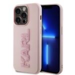Калъф от Karl Lagerfeld 3D Rubber Glitter Logo Karl Case за iPhone 15 Pro Max Pink