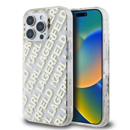 Калъф от Karl Lagerfeld IML Electroplated Repeated Logo Case за iPhone 16 Pro Max Gold