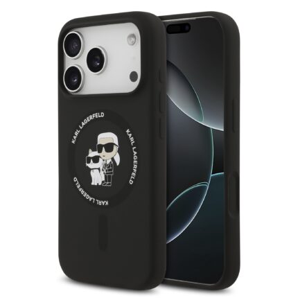 Калъф от 
Karl Lagerfeld Liquid Silicone Karl and Choupette MagSafe Case за iPhone 17 Pro Black
