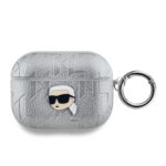 Калъф от Karl Lagerfeld PU Embossed Karl Head Case for AirPods Pro Silver