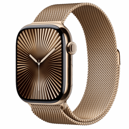 Apple Watch S10 Cellular 46mm Gold Titanium Case with Gold Milanese Loop - S/M