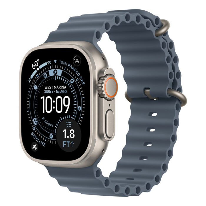 Apple Watch Ultra 3 GPS + Cellular 49mm Natural Titanium Case with Anchor Blue Ocean Band - Image 1