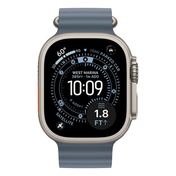 Apple Watch Ultra 3 GPS + Cellular 49mm Natural Titanium Case with Anchor Blue Ocean Band - Image 2