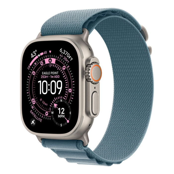 Apple Watch Ultra 3 GPS + Cellular 49mm Natural Titanium Case with Light Blue Alpine Loop - Medium - Image 1
