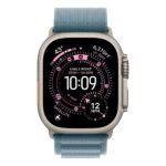 Apple Watch Ultra 3 GPS + Cellular 49mm Natural Titanium Case with Light Blue Alpine Loop - Medium - Image 2
