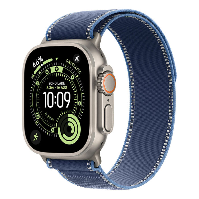 Apple Watch Ultra 3 GPS + Cellular 49mm Natural Titanium Case with Blue/Bright Blue Trail Loop - S/M - Image 1