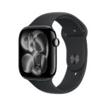 Apple Watch Series 11 GPS + Cellular 42mm Jet Black Aluminium Case with Black Sport Band - S/M