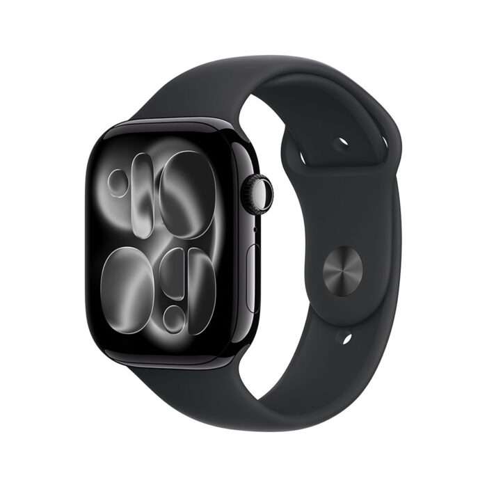 Apple Watch Series 11 GPS + Cellular 42mm Jet Black Aluminium Case with Black Sport Band - M/L - Image 1