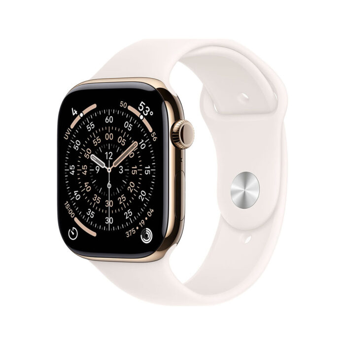 Apple Watch Series 11 GPS + Cellular 42mm Gold Titanium Case with Light Blush Sport Band - M/L - Image 1