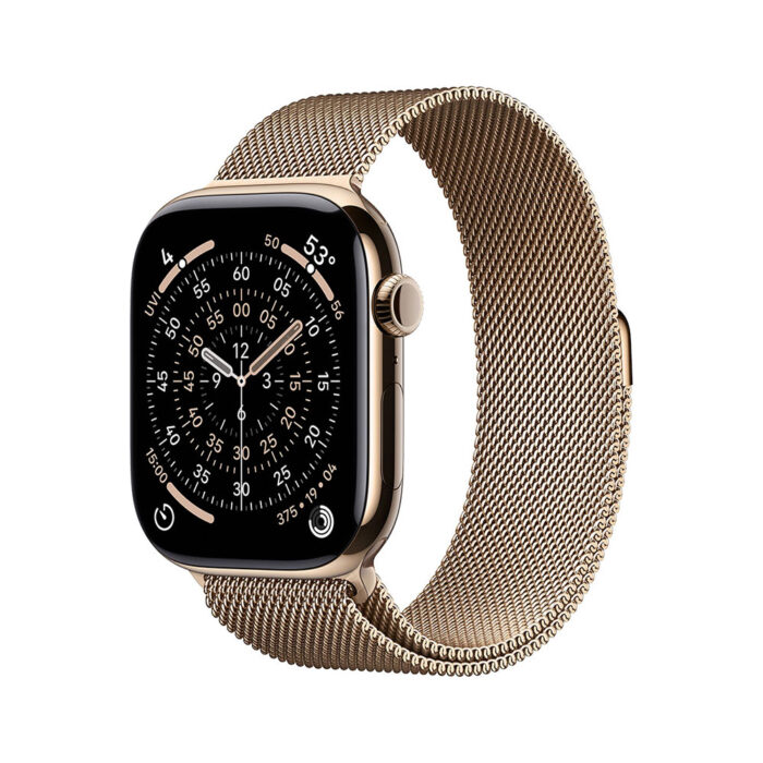 Apple Watch Series 11 GPS + Cellular 42mm Gold Titanium Case with Gold Milanese Loop - Image 1