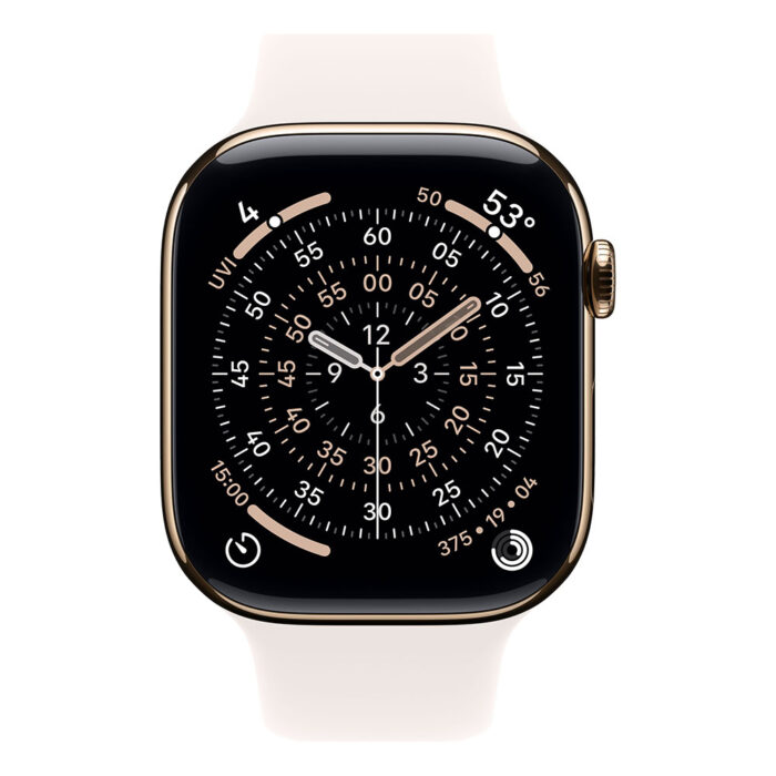 Apple Watch Series 11 GPS + Cellular 46mm Gold Titanium Case with Light Blush Sport Band - M/L - Image 2