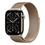 Apple Watch Series 11 GPS + Cellular 46mm Gold Titanium Case with Gold Milanese Loop - S/M